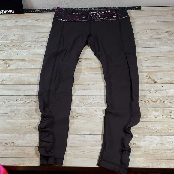 Lululemon Speed Tight IV Brushed Full Length Ruched Leggings Black Shadow Wrap 8 - Picture 4 of 14